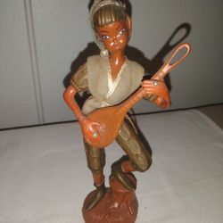 Antique Asian Figurine Boy Playing Mandolin 