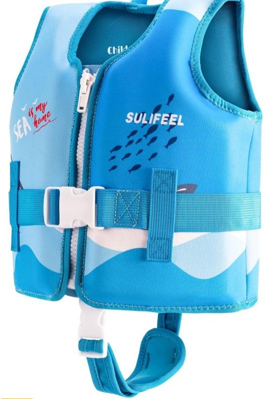 SULIFEEL Kids Swim Vest Toddler Floaties for 20-45 lbs Boys Girls, Toddler Swimming Jacket with Adjustable Safety Strap, Easy On and Off Swimming Aid
