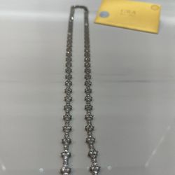 VVS GRA 14k White Gold Over Sterling Silver Certified Moissanite Tennis Chain