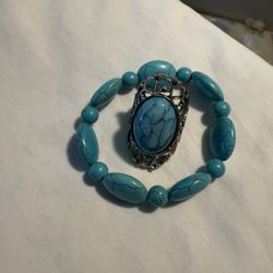 Turquoise Bracelet & Expandable Ring