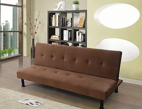 Brand New Brown Microfiber Tufted Futon
