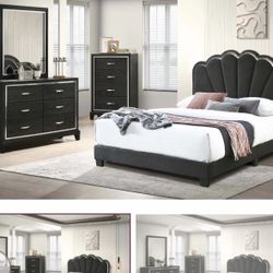 4- Pc Bedroom set Dresser,Mirror Nightstand (1) Queen size bed frame Not including Mattress and Box Sp