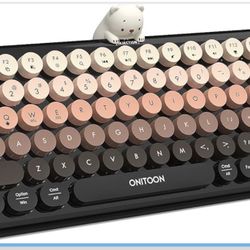 Wireless Bluetooth Keyboard for iPad/Tablet/Laptop/PC/Windows/Mac, Retro Typewriter Keyboard Colorful Round Keycaps, Cute Magnetic Bear, Multi-Device 