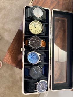 6-Piece Men’s Watch Collection + Glass Display Case
