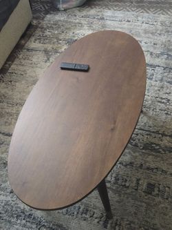 Oval Wood Coffee Table Mid-Century Style