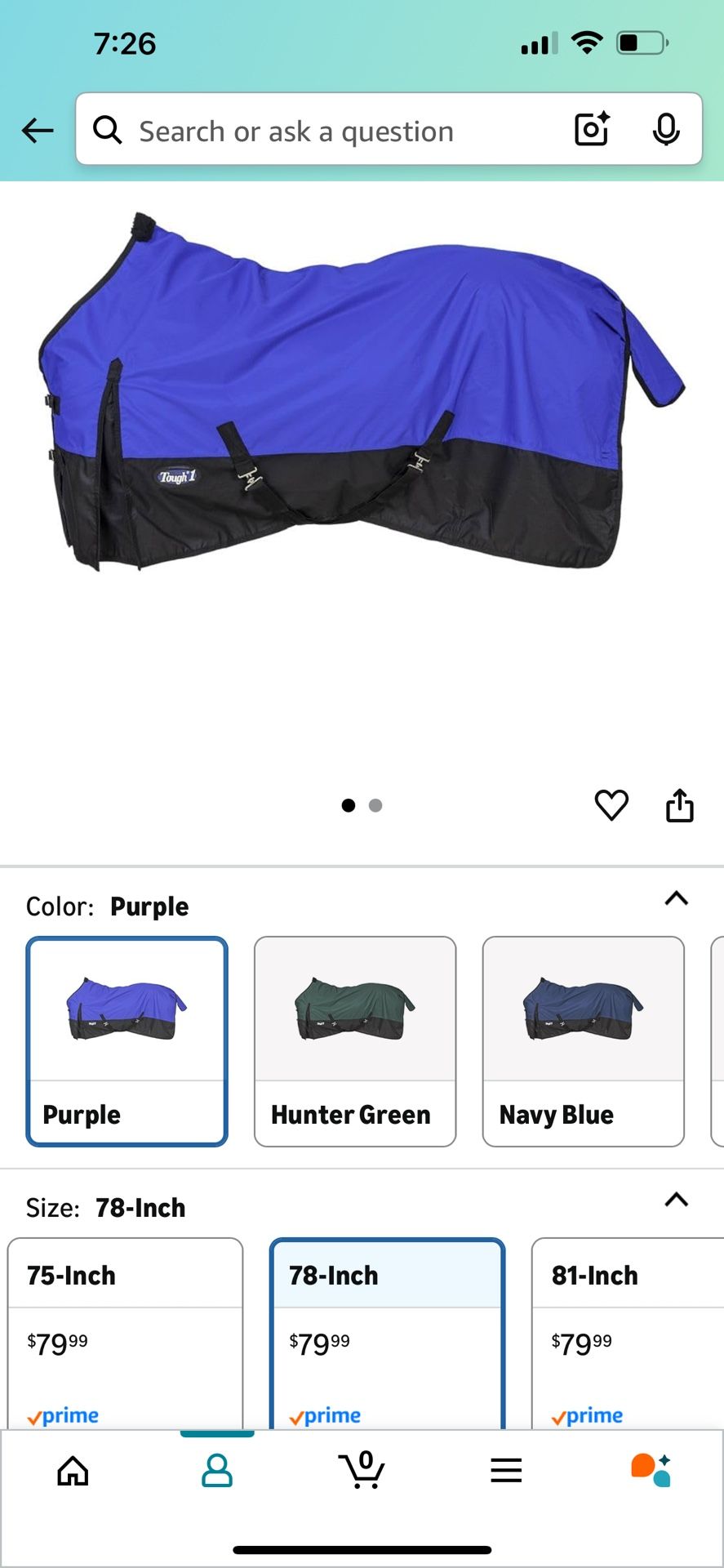 Tough 1 600 Denier Waterproof Horse Sheet SZ 78