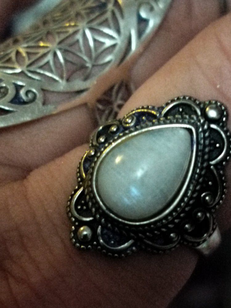 Sterling Silver Moonstone Ring Size 10 11