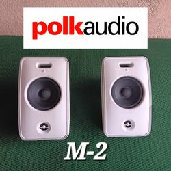 Excellent POLK AUDIO M-2 Speakers w/ Original Wall Mounts Rare!