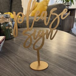 Please Sign Gold Guest Book Sign 