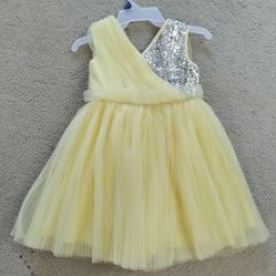 Pretty Yellow Party Wear Knee Length Frock/Dress For 5-8 Yrs Girl