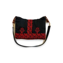 Palestinian Thobe Red Tatreez Zipper Crossbody Bag