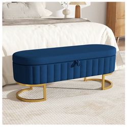 Blue Storage Ottoman