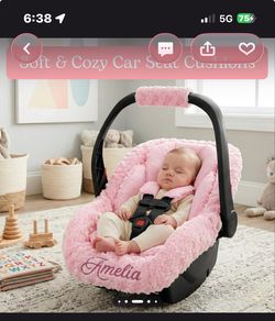 Pink baby girl carseat