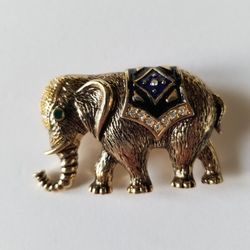 Indian Elephant Pin/brooch Black