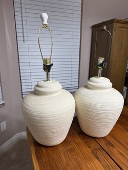 Large MCM Plaster Beehive Lamps (Set Of 2)