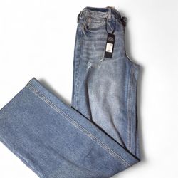 Women's Distressed Wide-Leg Jeans with Tags