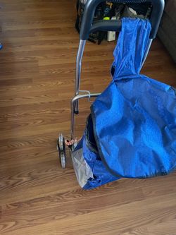 Rolling Shopping Cart with Blue Bag