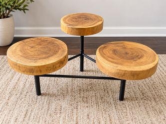 Modern 3-Piece Round Wood Nesting Coffee Table Set