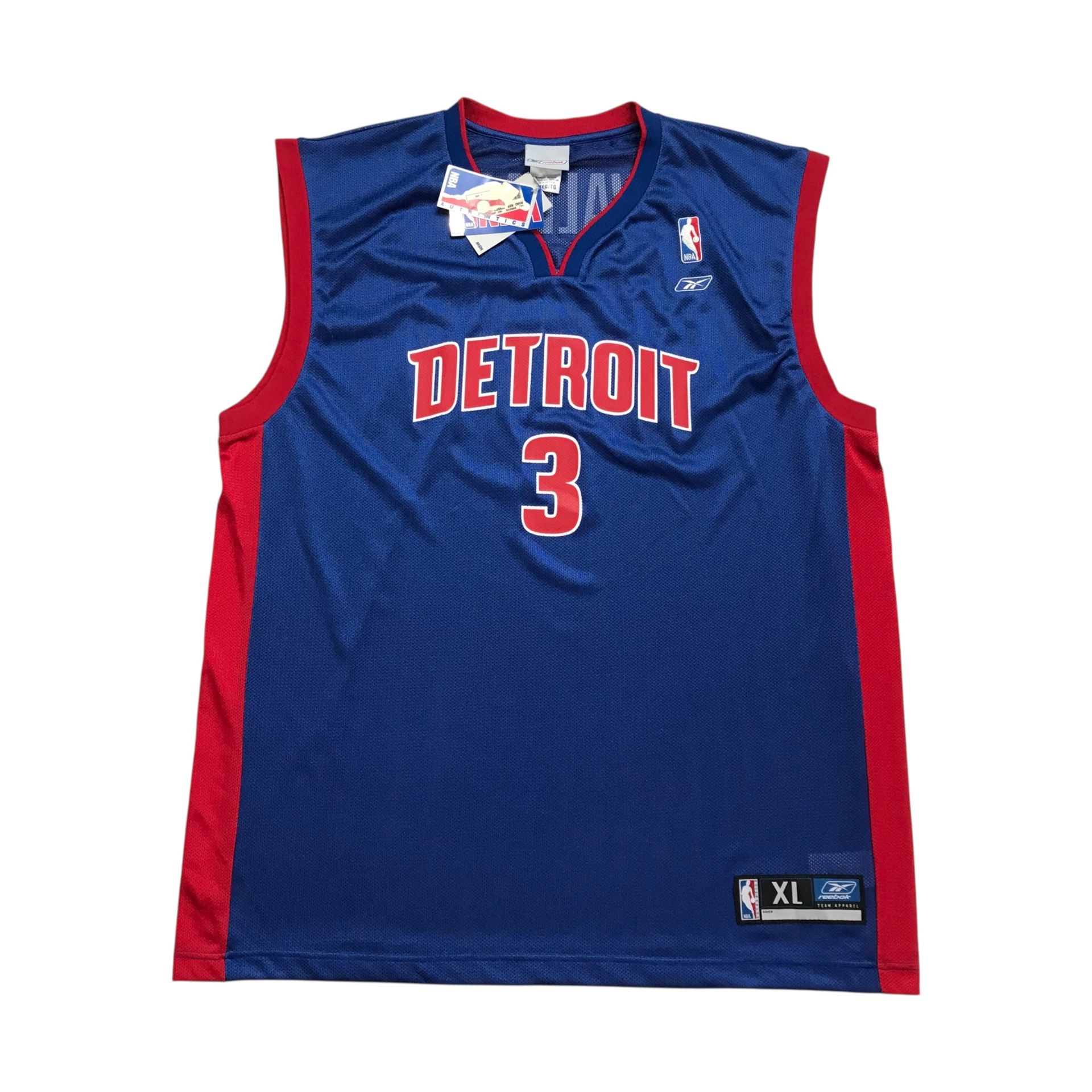 Reebok Detroit Pistons Ben Wallace Jersey XL Mens Blue #3 Vintage NBA Y2K BNWT