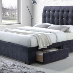 Brand New Grey Eastern King Storage Bed Frame 