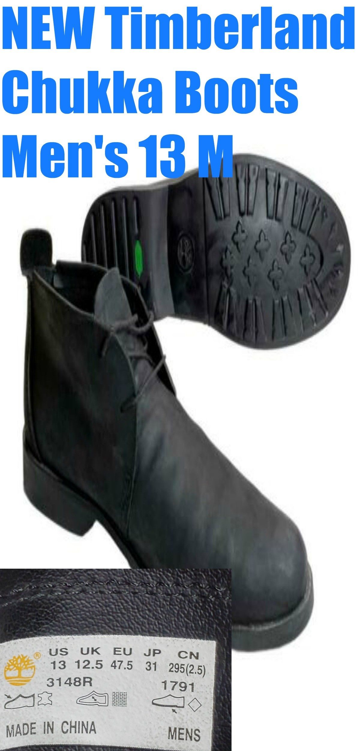 NEW Timberland Men's Size 13 M Chukka Ankle Boots Black Nubuck Leathe Earthkeepers 3148R Jordan
