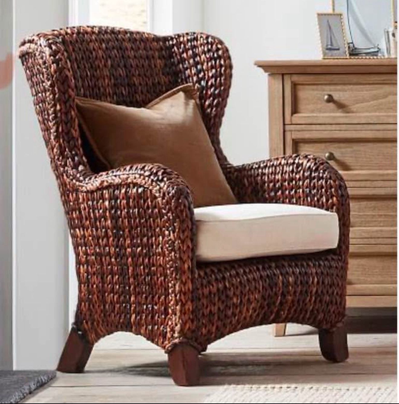 Pottery Barn Seagrass Woven Wingback Chair