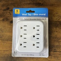 6-Outlet Power Tap Grounded Wall Adapter 125V