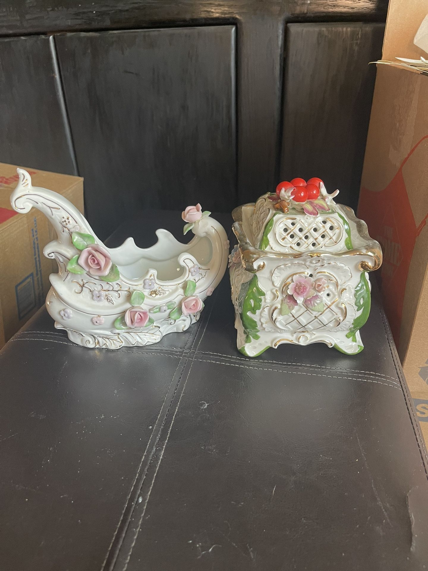 Porcelain Gondola And Trinket Box