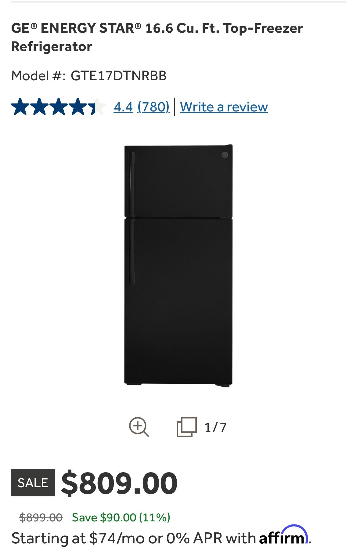 Refrigerator 17cu Ft