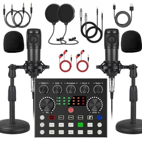 V8s for 2, V8s Voice Changer with BM-800 Podcast Microphone Bundle - Studio Condenser Microphone Perfect for Podcasting, Recording, Singing, Streaming