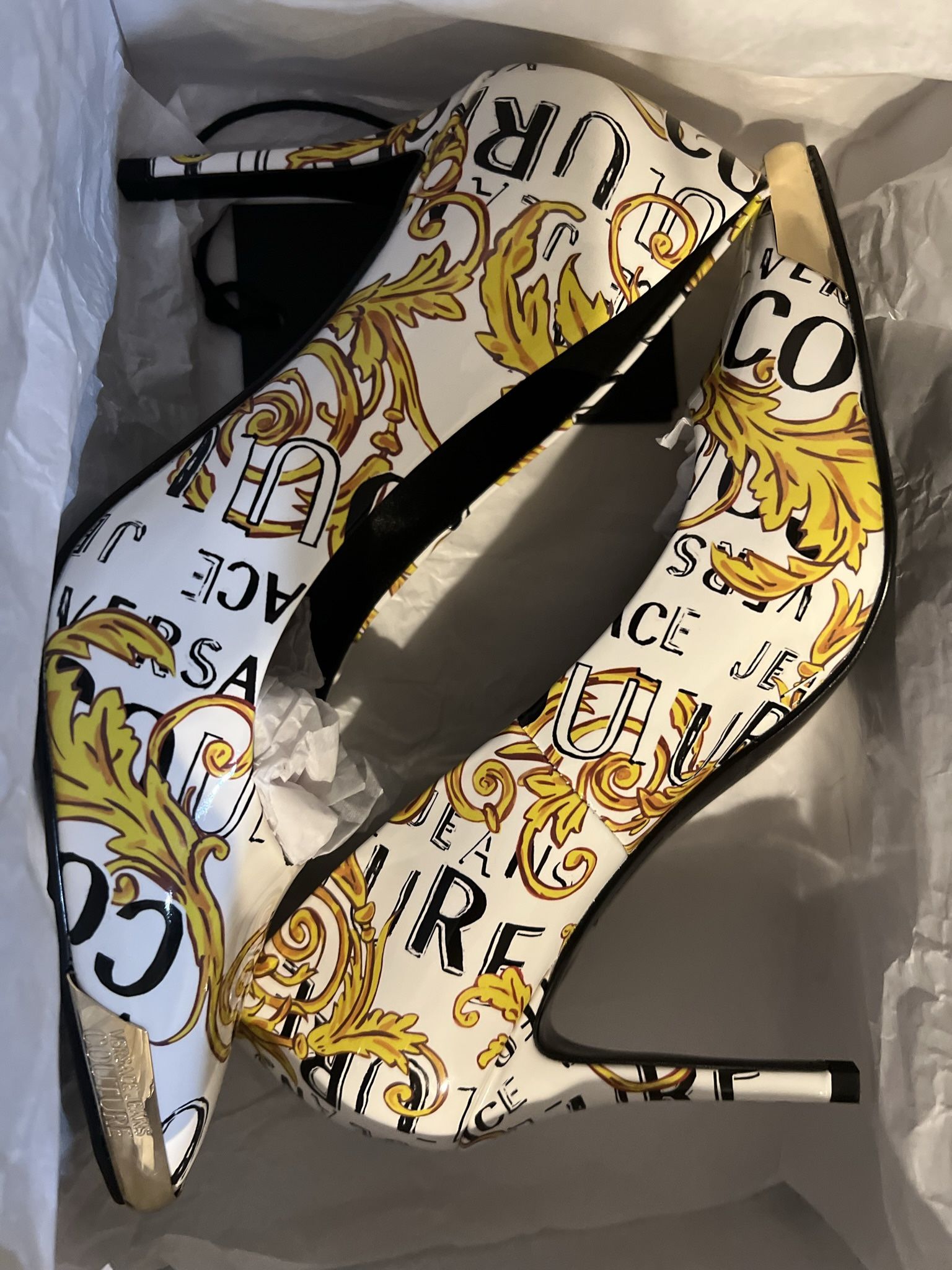 Versace White Scarlett Heels