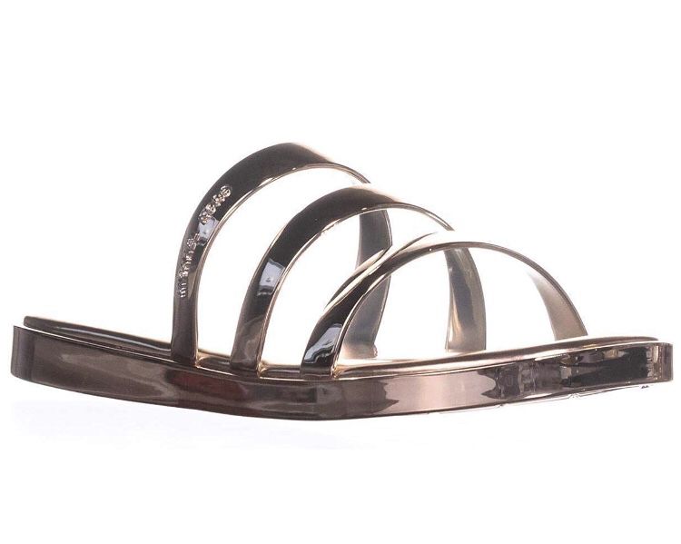 Michael Kors Womens Sandals Size 10 (Keiko Slide) Metallic PVC