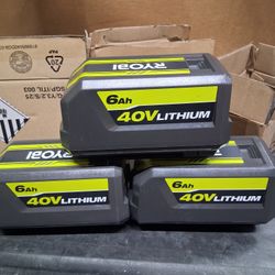 RYOBI 40V 6.0 AH BATTERY  EACH