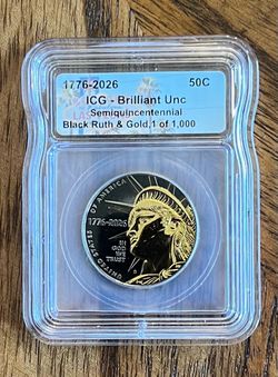 50c Black Ruthenium & Gold Semiquincentennial ICG-Genuine 1 of 1000