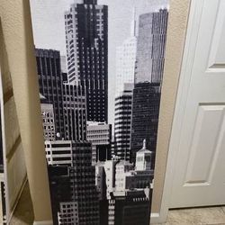 New York Skyline Cityscape black white wall art