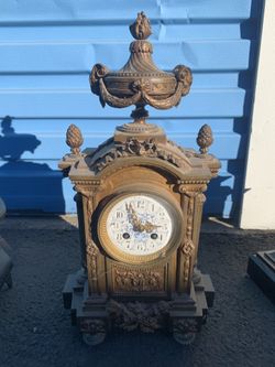 Antique German Brass Mantel Clock