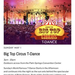 2 T-Dance White Party Tickets - Sun, May 1