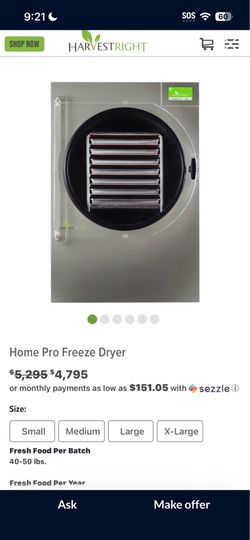 Harvest Right XL Pharmaceutical Freeze Dryer for sale! 2,000