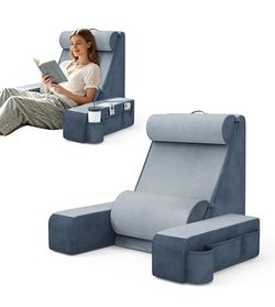 Brand new! Reading Pillow for Bed with Detachable Armrests, Headrest & Lumbar Support Adjustable Headrest & Independent Lumbar Support, Dual Side Stor