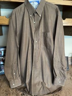 Men’s Brown Plaid Long Sleeve Shirt