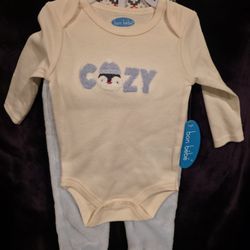 Bon Bebe 3 Piece Onsie,  Pants And Beanie