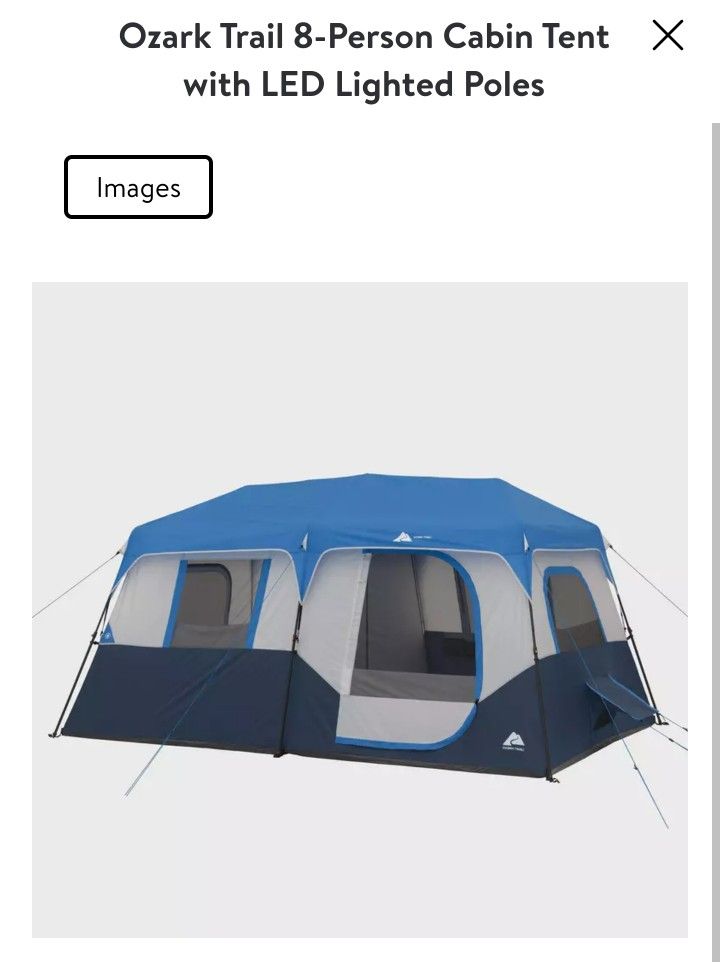 8 Person Tent. Led Roof. Outlet And Battery Powered. Negotiable.