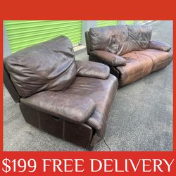 Real Leather COUCH SET Sectional sectional couch sofa recliner (FREE CURBSIDE DELIVERY)