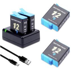 Hero 12 11 10 9 2 Pack Replacement Battery for GoPro Hero 12