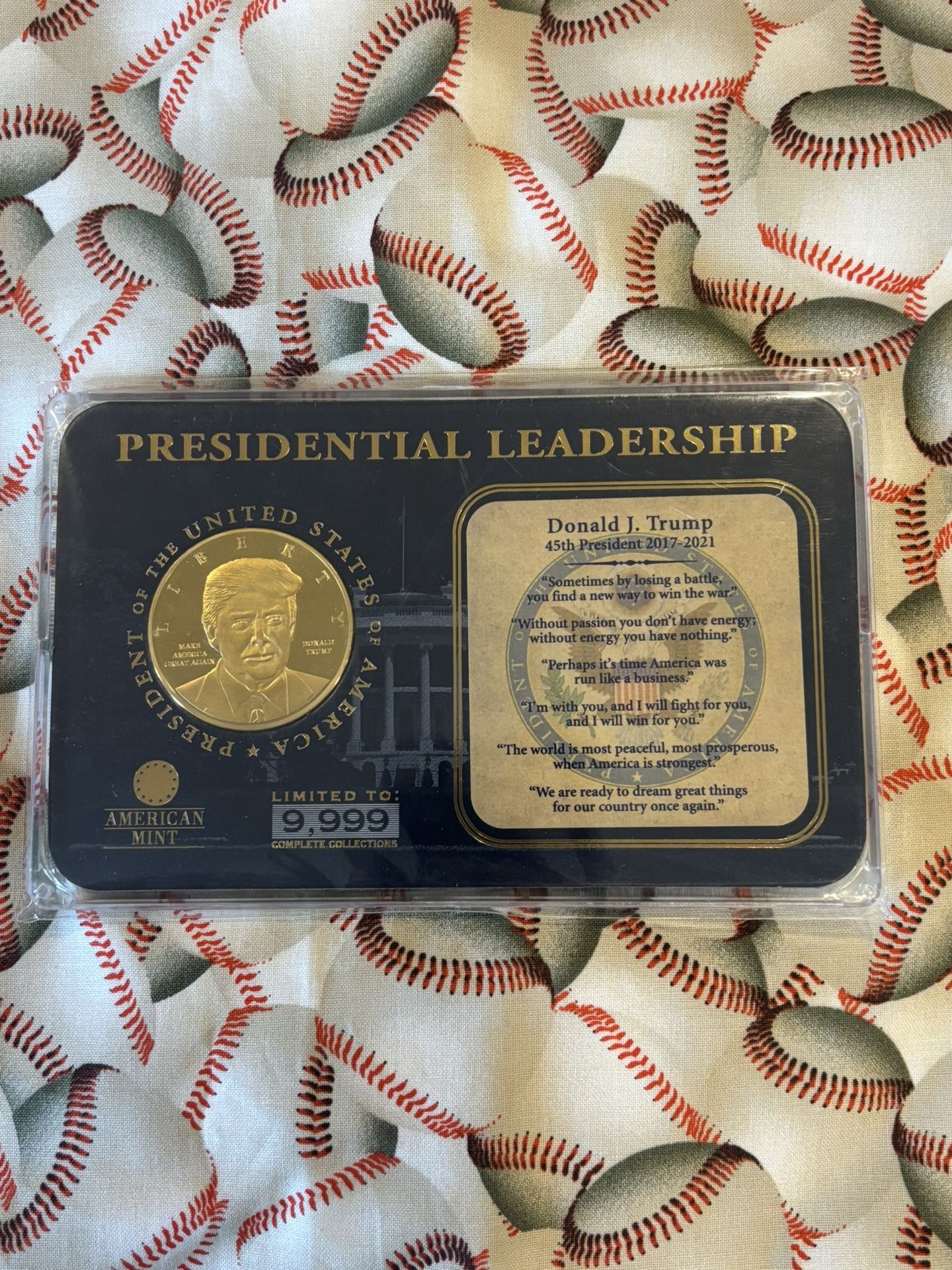 American Mint Donald Trump 45Th President Coin 24K layered COA