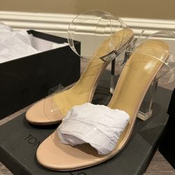 Toni Bianco clear and leather heels size 6 brand new in original box