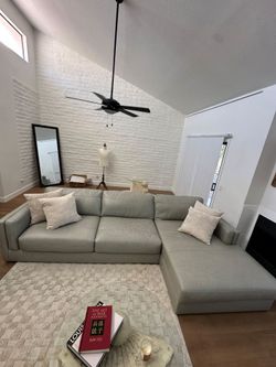 Top grain light gray Leather sectional