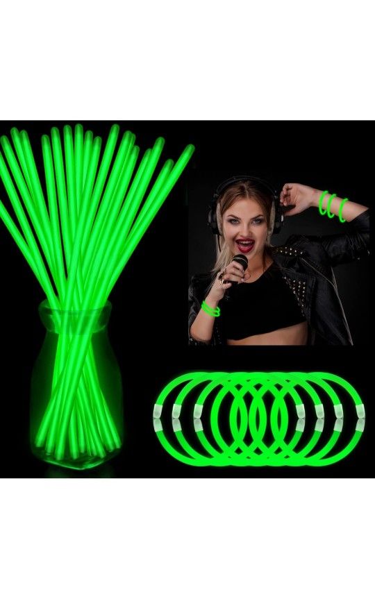 wondrus 8" green glow party favors 70 pack