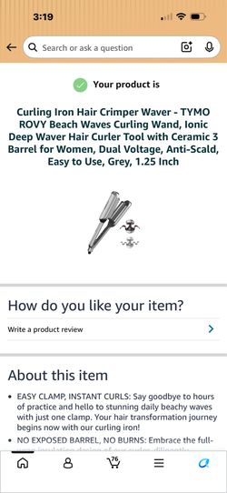 Curling Iron Hair Crimper Waver - TYMO ROVY Beach Waves Curling Wand, lonic Deep Waver Hair Curler Tool with Ceramic 3 Barrel for Women, Dual Voltage,