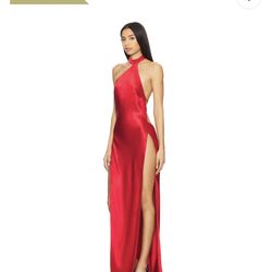 RETROFETE Red satin halter neck dress